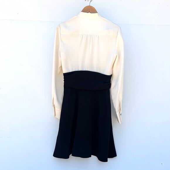 BA&SH Clelia Dress Ecru White Black Tuxedo Cocktail Mini Long Sleeve 8 Medium - Picture 5 of 13